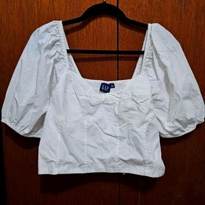White Puffsleeve crop top, size XL